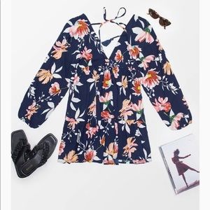 Navy floral dress, Cupshe, NWT, L